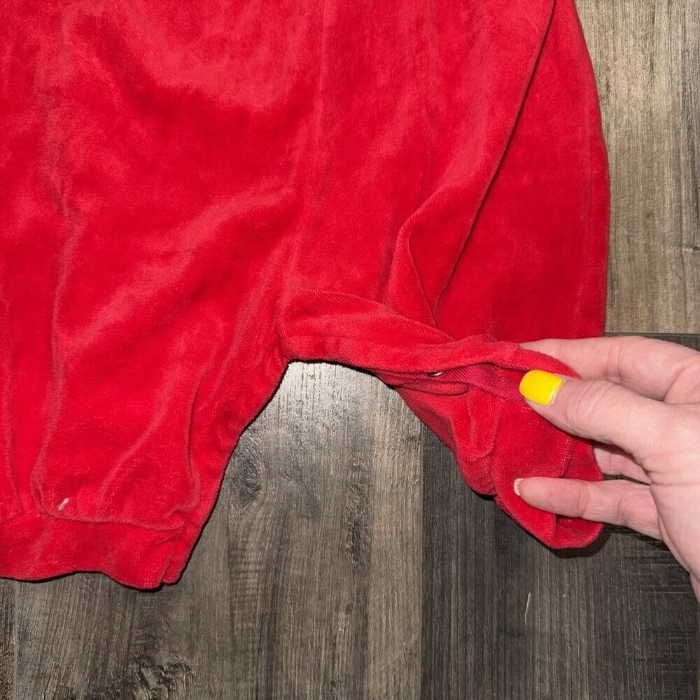 Petite Jardin large vintage jumpsuit red‎ Velour Made In USA Small - Picture 2 of 8